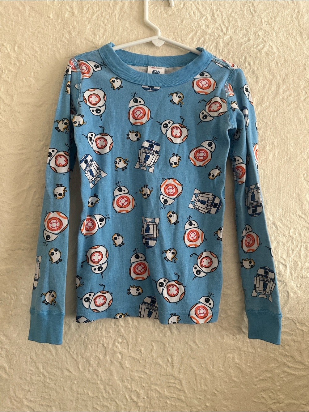 Hanna Andersson Droids and Porgs Last Jedi Blue BB-8 Pajama Top 6-7